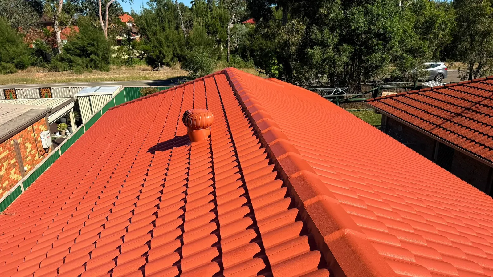 Completed tiled roofing work