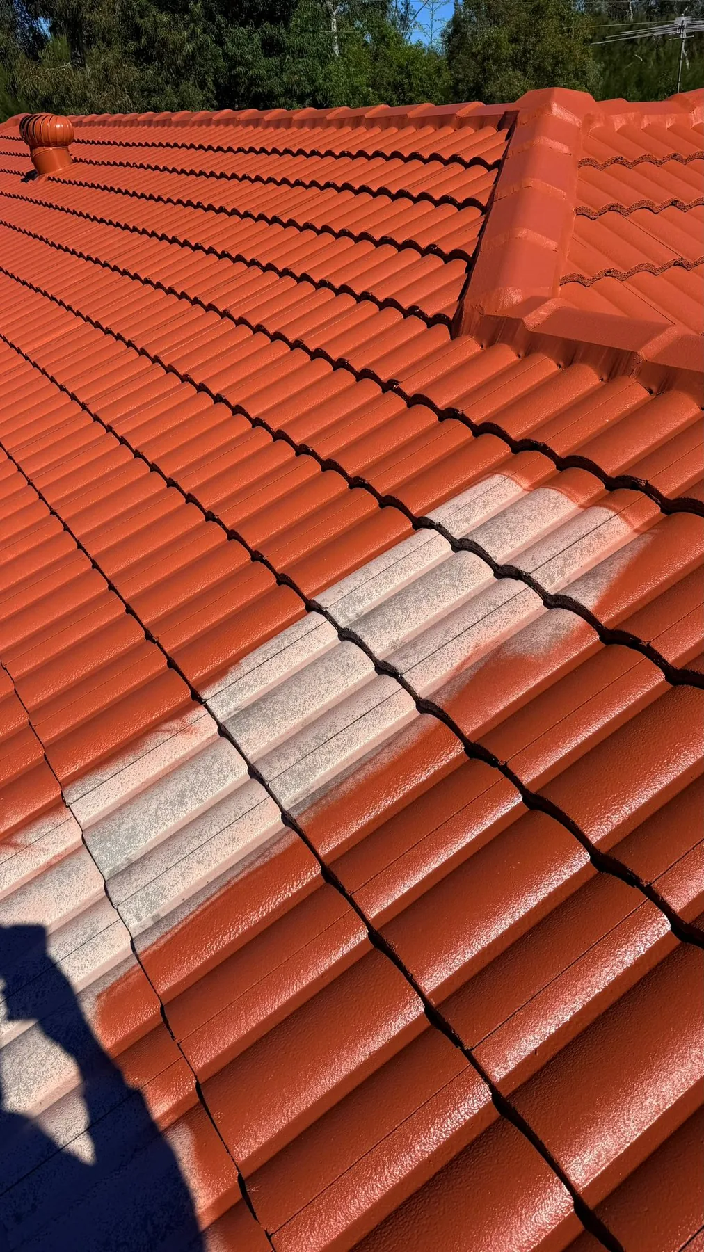 Red tiled roof ridge detail