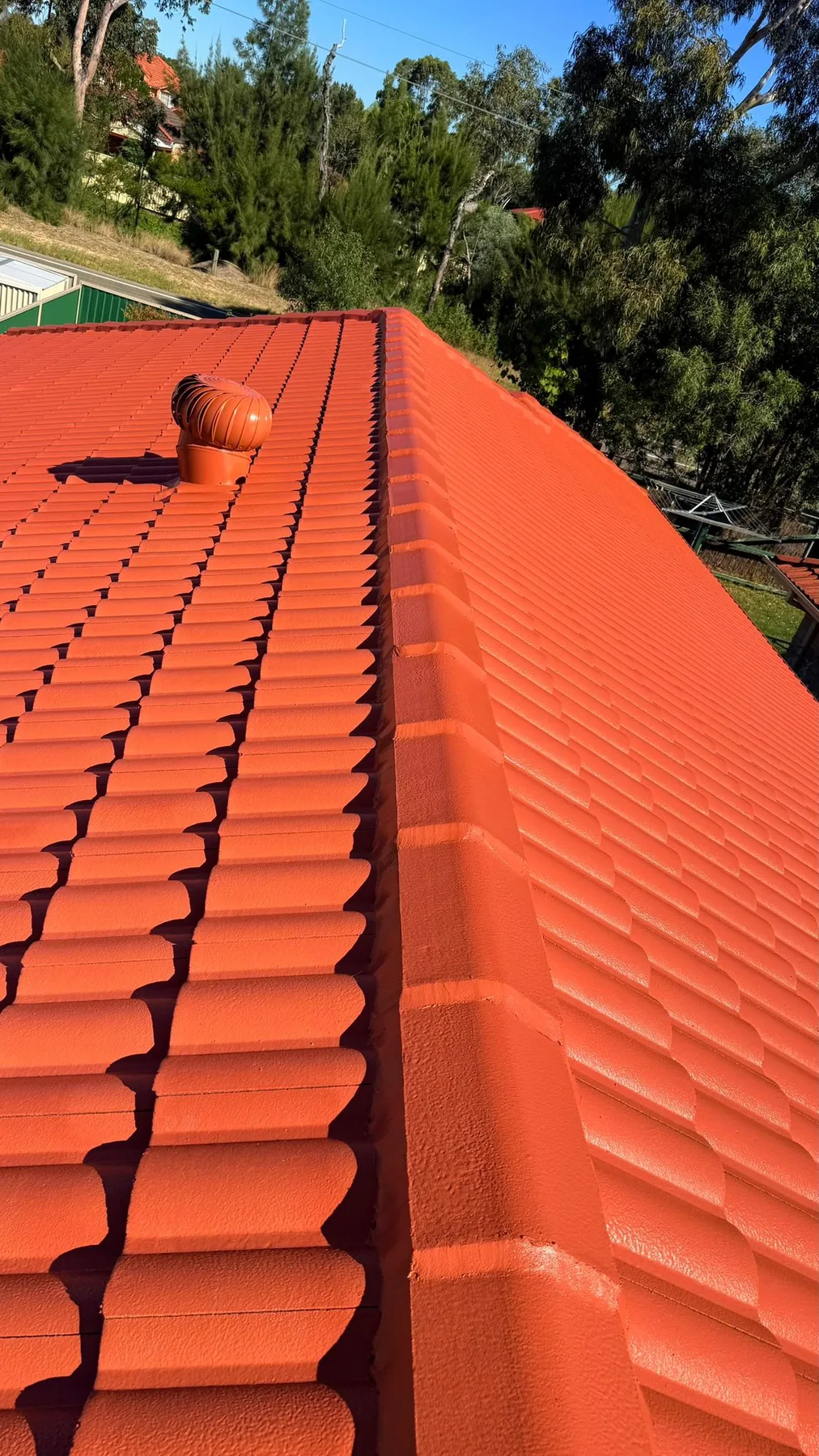 Restored tiled roof ridge and roof surface